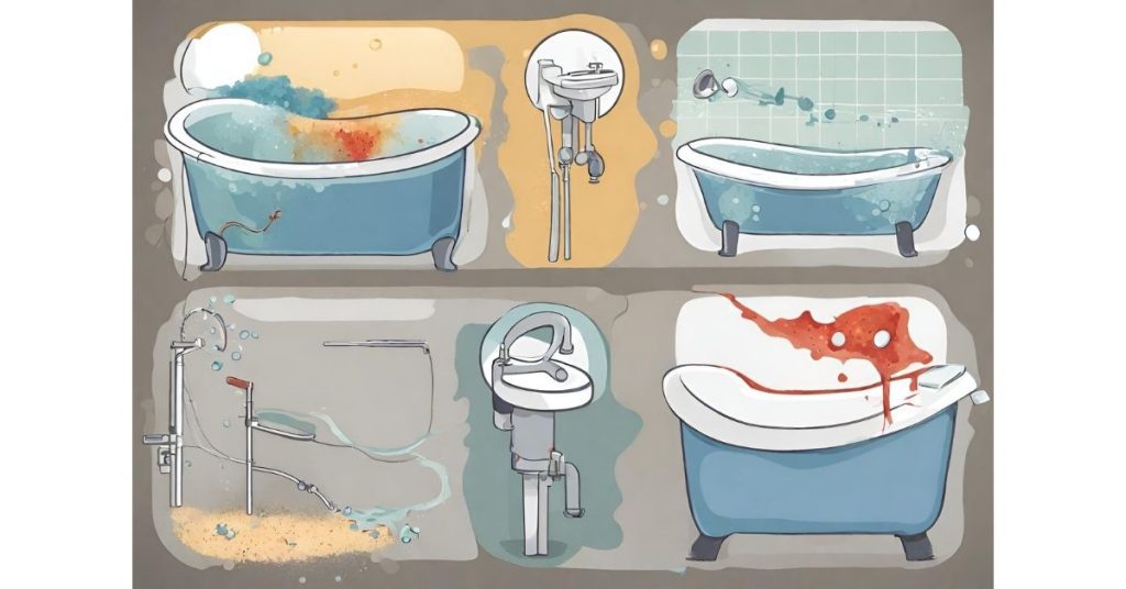 graphics depicting how a damaged bathtub can harbor bacteria and mold